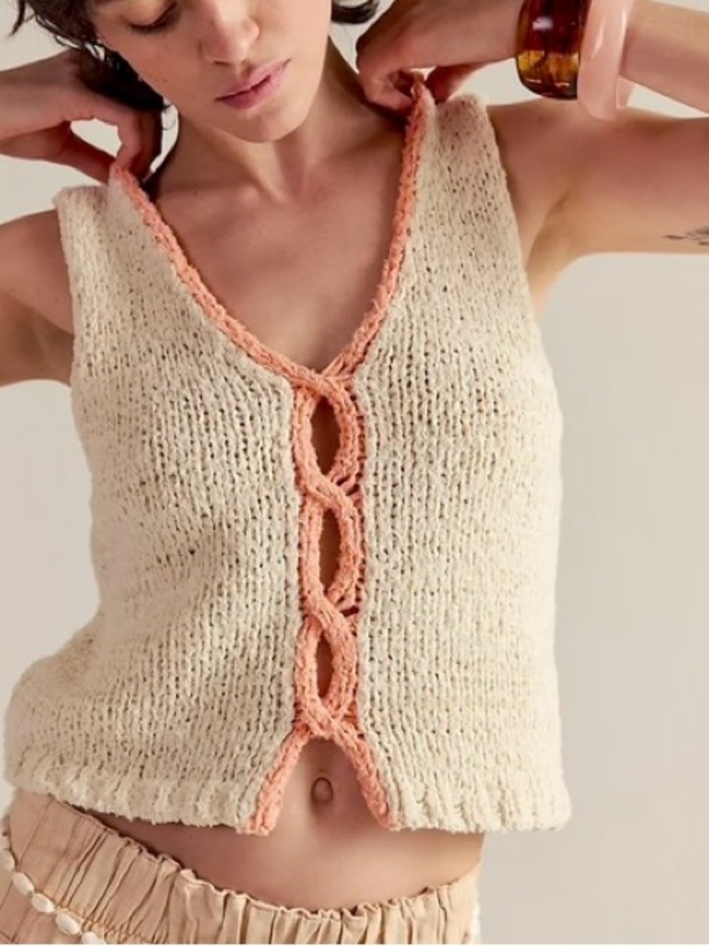 Free People Sicily Shell Sweater - Ivory Combo